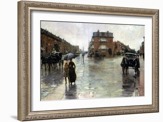 Hassam: Rainy Boston, 1885-Childe Hassam-Framed Giclee Print