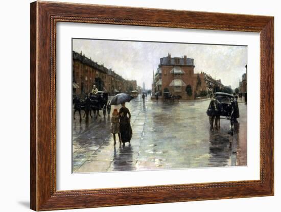 Hassam: Rainy Boston, 1885-Childe Hassam-Framed Giclee Print