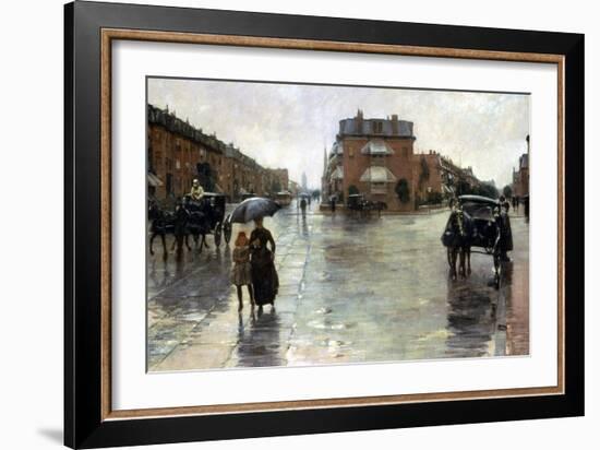 Hassam: Rainy Boston, 1885-Childe Hassam-Framed Giclee Print