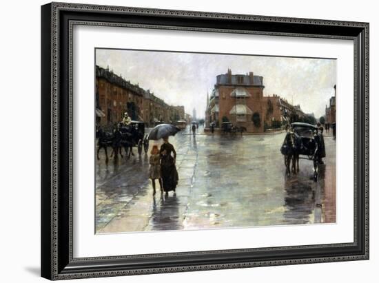 Hassam: Rainy Boston, 1885-Childe Hassam-Framed Giclee Print