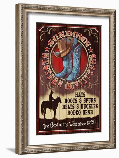 Hat and Boot Outfitters - Vintage Sign-Lantern Press-Framed Art Print