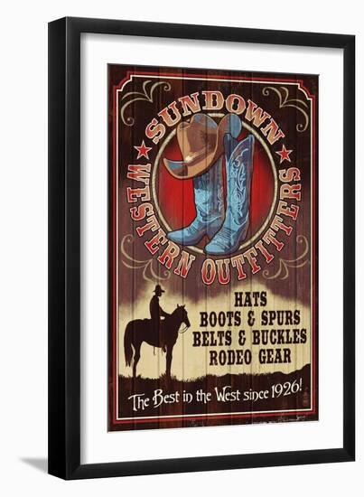 Hat and Boot Outfitters - Vintage Sign-Lantern Press-Framed Art Print