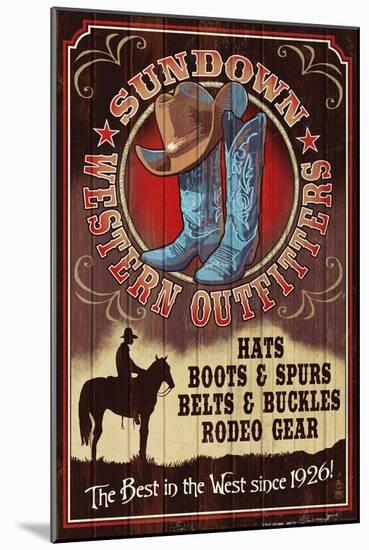 Hat and Boot Outfitters - Vintage Sign-Lantern Press-Mounted Art Print