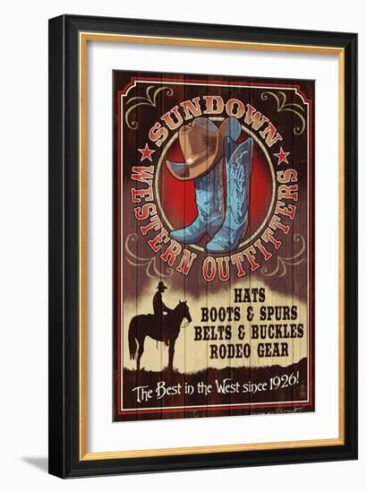 Hat and Boot Outfitters - Vintage Sign-Lantern Press-Framed Art Print