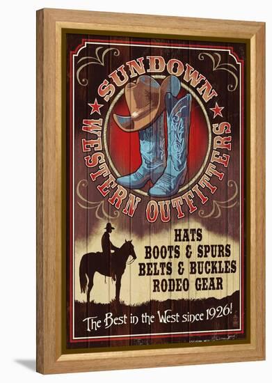 Hat and Boot Outfitters - Vintage Sign-Lantern Press-Framed Stretched Canvas