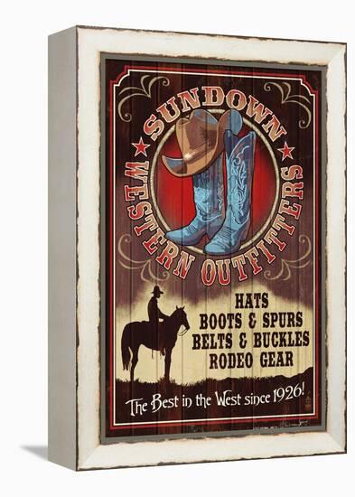 Hat and Boot Outfitters - Vintage Sign-Lantern Press-Framed Stretched Canvas