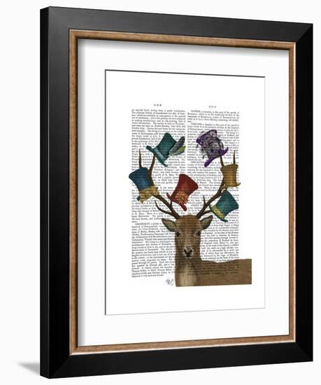 Hat Collector Deer-Fab Funky-Framed Art Print