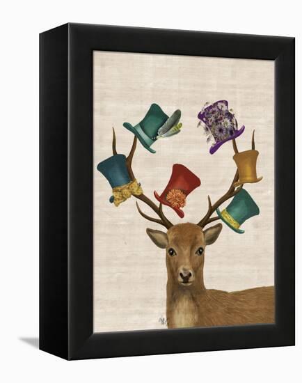 Hat Collector Deer-Fab Funky-Framed Stretched Canvas