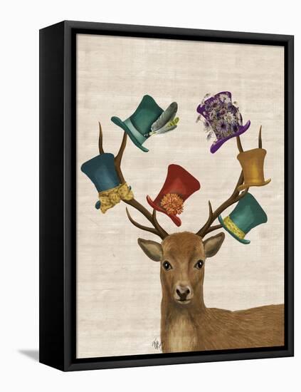 Hat Collector Deer-Fab Funky-Framed Stretched Canvas