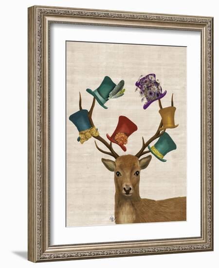 Hat Collector Deer-Fab Funky-Framed Art Print