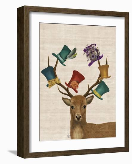 Hat Collector Deer-Fab Funky-Framed Art Print