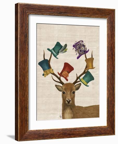 Hat Collector Deer-Fab Funky-Framed Art Print