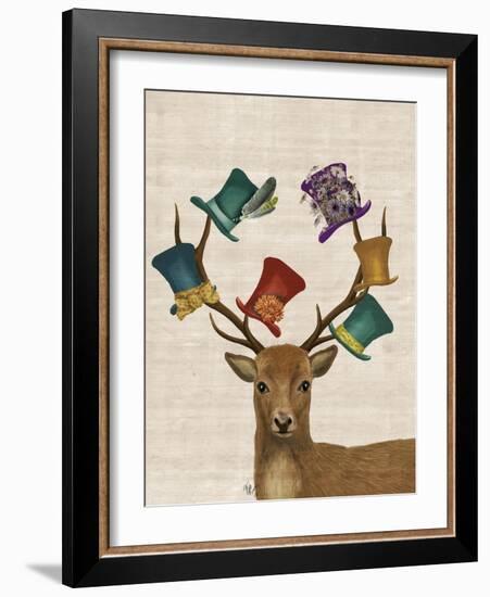 Hat Collector Deer-Fab Funky-Framed Art Print