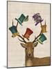 Hat Collector Deer-Fab Funky-Mounted Art Print