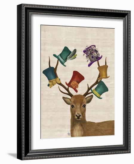 Hat Collector Deer-Fab Funky-Framed Art Print