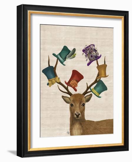 Hat Collector Deer-Fab Funky-Framed Art Print