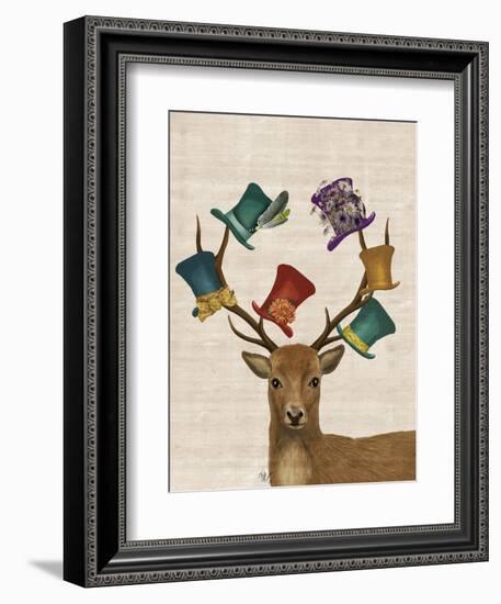 Hat Collector Deer-Fab Funky-Framed Art Print