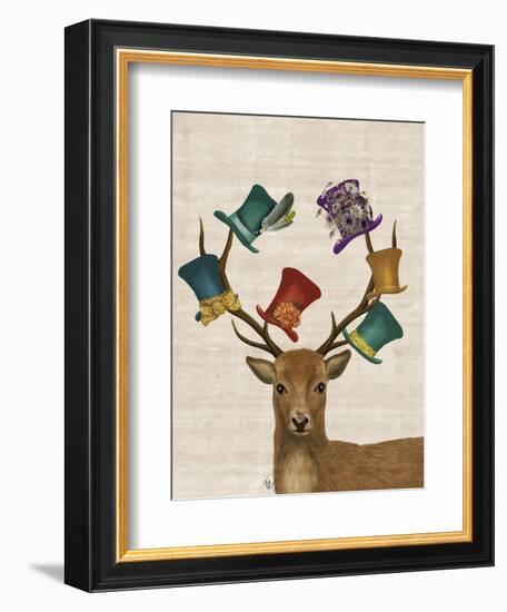 Hat Collector Deer-Fab Funky-Framed Art Print