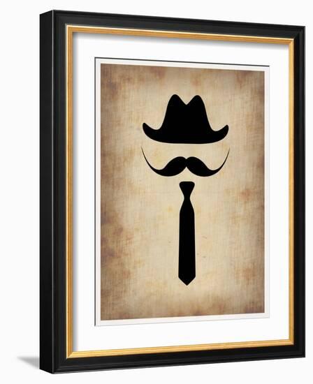 Hat Glasses and Mustache 2-NaxArt-Framed Art Print