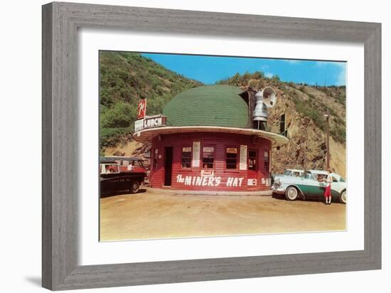 Hat-Shaped Miner's Hat Drive-In, Roadside Retro-null-Framed Art Print