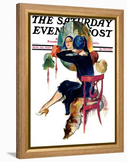 "Hat Shop," Saturday Evening Post Cover, November 30, 1929-John LaGatta-Framed Premier Image Canvas