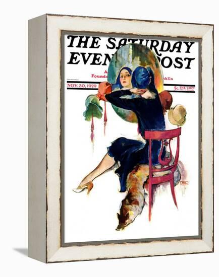 "Hat Shop," Saturday Evening Post Cover, November 30, 1929-John LaGatta-Framed Premier Image Canvas