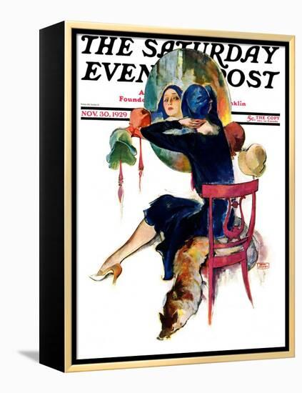 "Hat Shop," Saturday Evening Post Cover, November 30, 1929-John LaGatta-Framed Premier Image Canvas