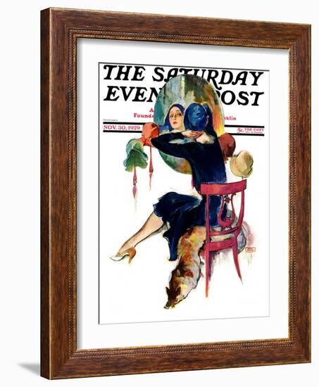 "Hat Shop," Saturday Evening Post Cover, November 30, 1929-John LaGatta-Framed Giclee Print