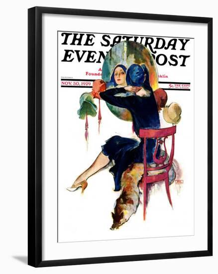 "Hat Shop," Saturday Evening Post Cover, November 30, 1929-John LaGatta-Framed Giclee Print