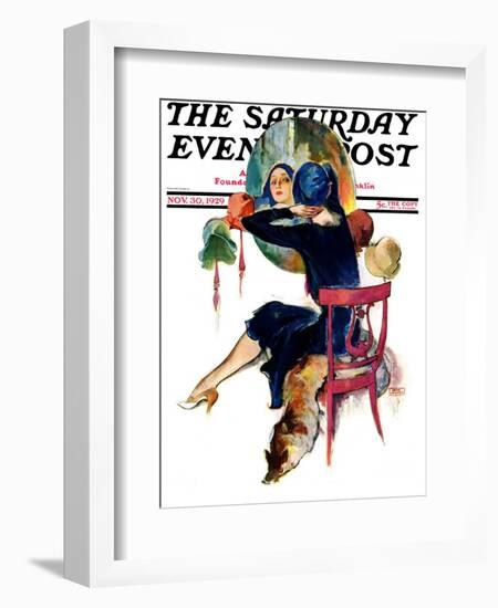 "Hat Shop," Saturday Evening Post Cover, November 30, 1929-John LaGatta-Framed Giclee Print