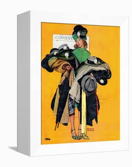 "Hatcheck Girl", May 3,1941-Norman Rockwell-Framed Premier Image Canvas