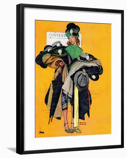 "Hatcheck Girl", May 3,1941-Norman Rockwell-Framed Premium Giclee Print