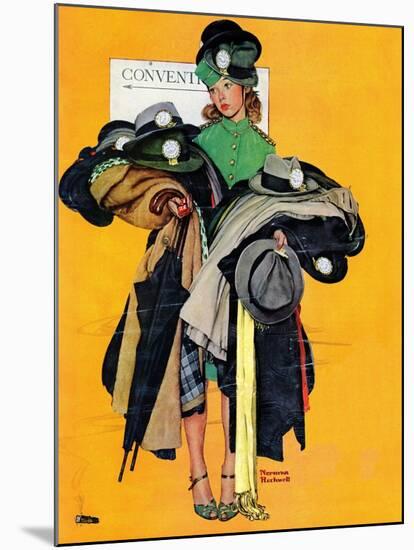 "Hatcheck Girl", May 3,1941-Norman Rockwell-Mounted Premium Giclee Print