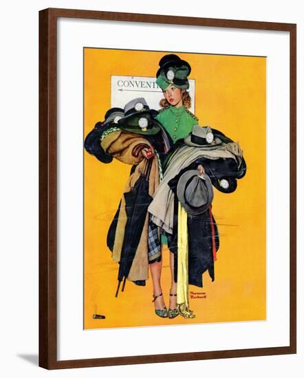 "Hatcheck Girl", May 3,1941-Norman Rockwell-Framed Premium Giclee Print