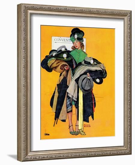 "Hatcheck Girl", May 3,1941-Norman Rockwell-Framed Premium Giclee Print