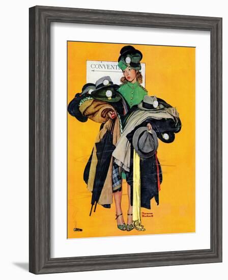 "Hatcheck Girl", May 3,1941-Norman Rockwell-Framed Premium Giclee Print