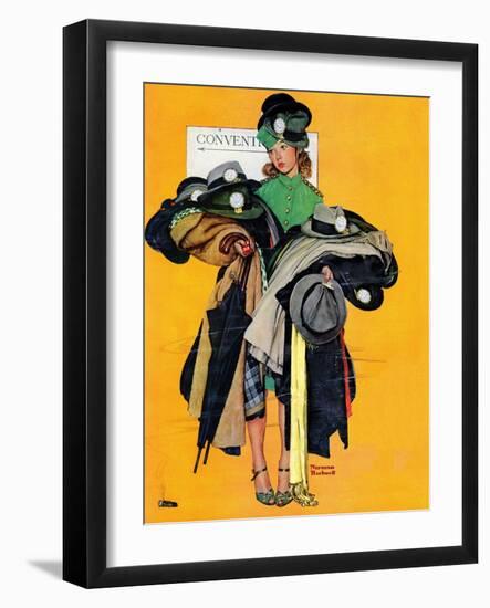 "Hatcheck Girl", May 3,1941-Norman Rockwell-Framed Premium Giclee Print