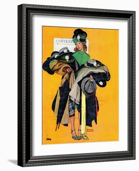 "Hatcheck Girl", May 3,1941-Norman Rockwell-Framed Premium Giclee Print