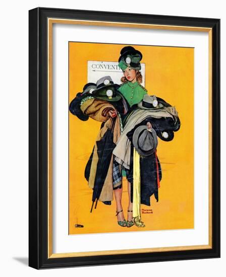 "Hatcheck Girl", May 3,1941-Norman Rockwell-Framed Premium Giclee Print