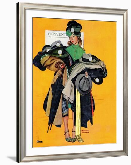 "Hatcheck Girl", May 3,1941-Norman Rockwell-Framed Giclee Print