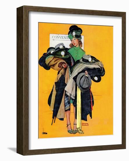 "Hatcheck Girl", May 3,1941-Norman Rockwell-Framed Giclee Print