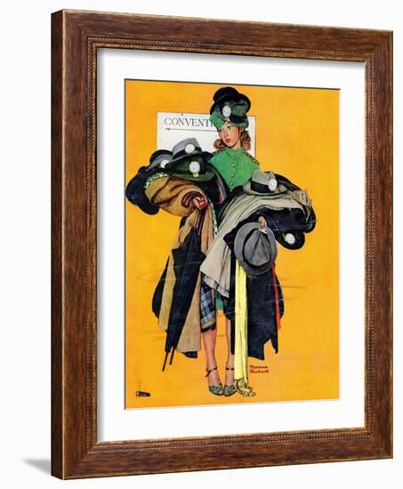 "Hatcheck Girl", May 3,1941-Norman Rockwell-Framed Giclee Print