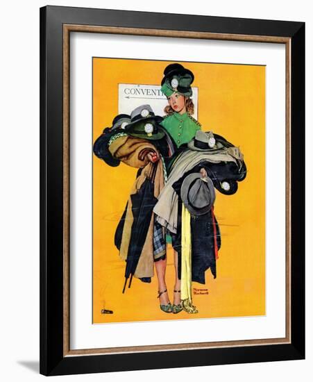 "Hatcheck Girl", May 3,1941-Norman Rockwell-Framed Giclee Print