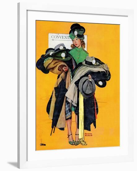 "Hatcheck Girl", May 3,1941-Norman Rockwell-Framed Giclee Print