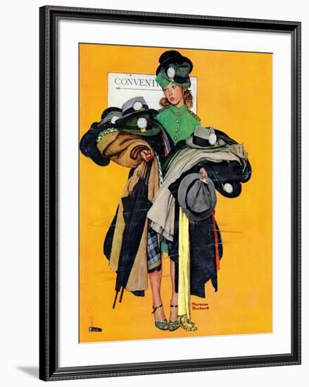 "Hatcheck Girl", May 3,1941-Norman Rockwell-Framed Giclee Print