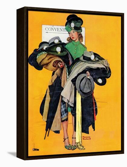 "Hatcheck Girl", May 3,1941-Norman Rockwell-Framed Premier Image Canvas