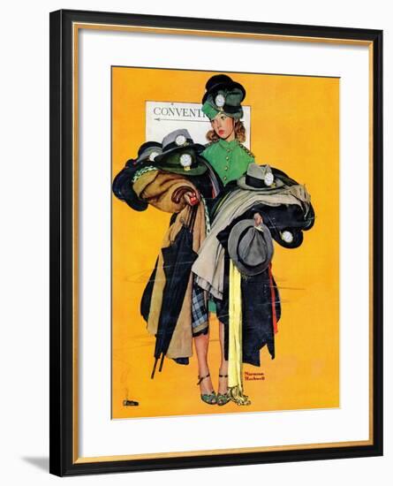 "Hatcheck Girl", May 3,1941-Norman Rockwell-Framed Giclee Print