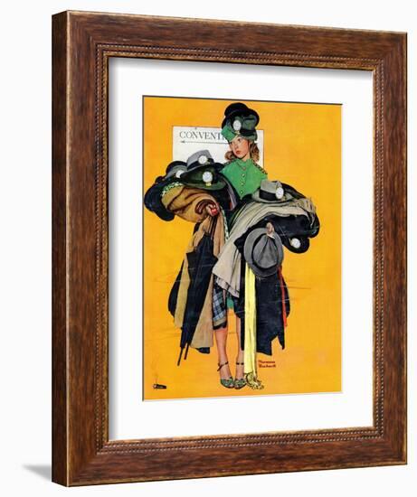 "Hatcheck Girl", May 3,1941-Norman Rockwell-Framed Giclee Print