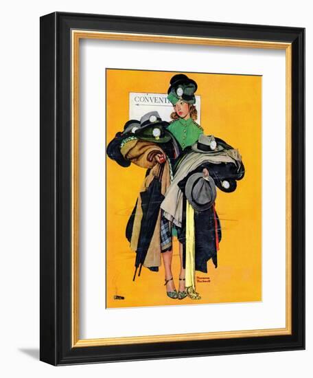 "Hatcheck Girl", May 3,1941-Norman Rockwell-Framed Giclee Print