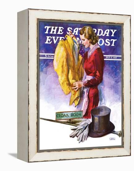 "Hatcheck Girl," Saturday Evening Post Cover, July 17, 1937-John LaGatta-Framed Premier Image Canvas